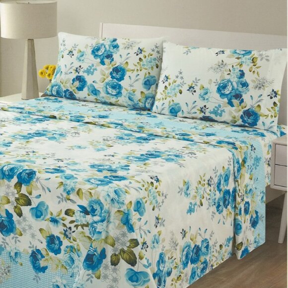 French Country Floral Bed Sheets Set 4 Piece Set Queen & King Size - Picture 1 of 3